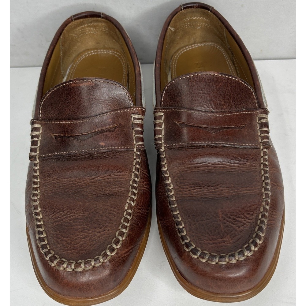 Mens Sebago Nantucket Boat Shoes Loafers Sz 9 M Used Classic Brown Leather - Picture 4 of 10